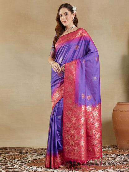 Purple Paithani Soft Silk Woven Saree