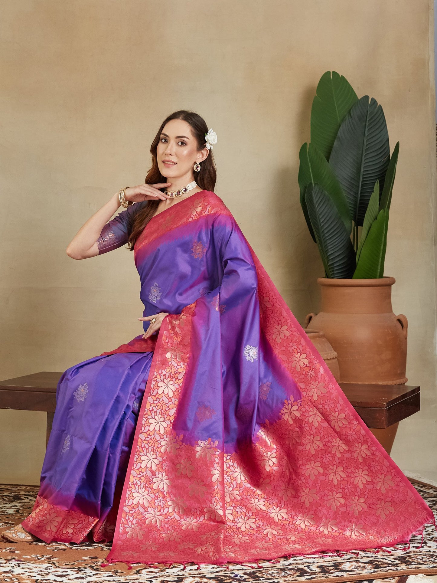 Purple Paithani Soft Silk Woven Saree