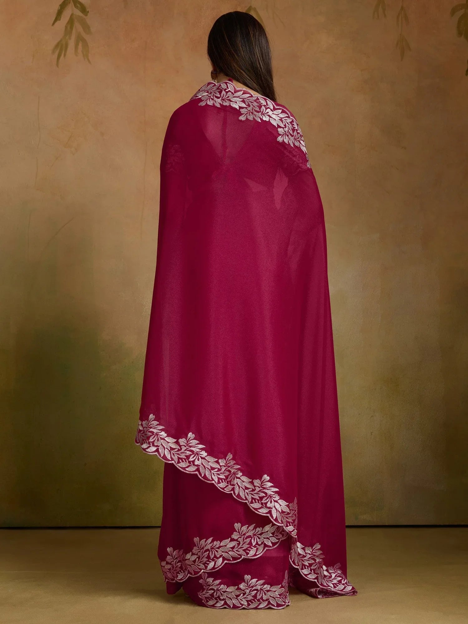 Pink Party Wear Georgette Embellished Saree - The Dori Store