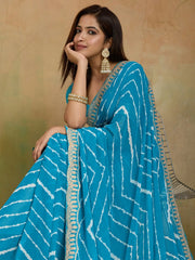 Light Leheriya Georgette Printed Saree - The Dori Store