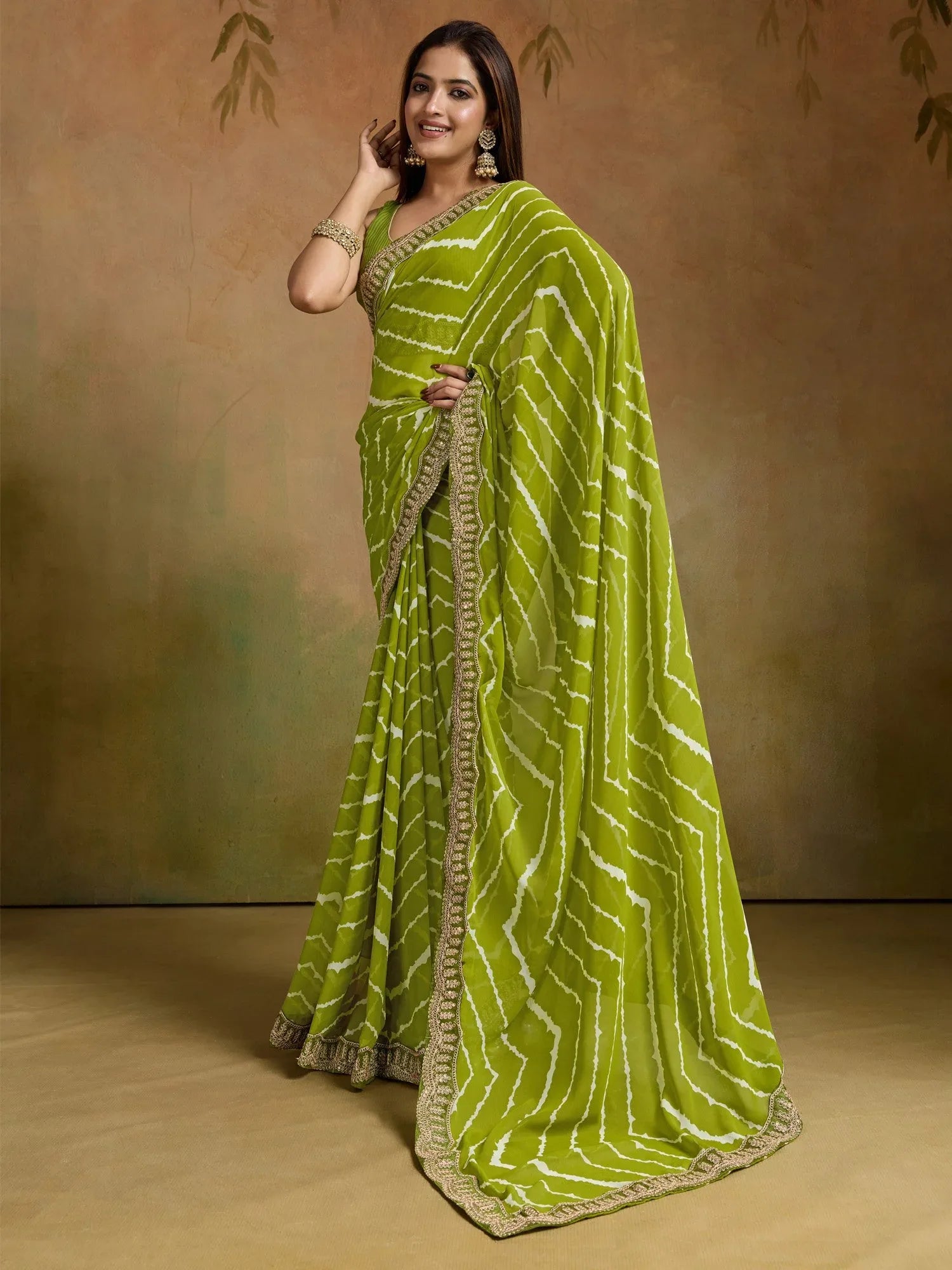 Light Leheriya Georgette Printed Saree - The Dori Store