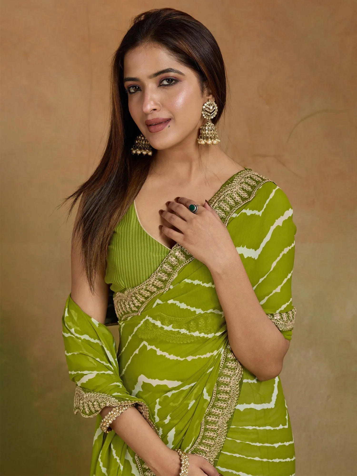 Light Leheriya Georgette Printed Saree - The Dori Store