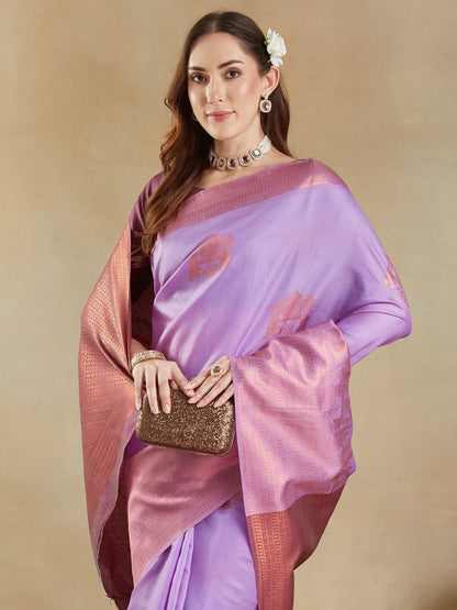 Lavendar Kanjeevaram Aura Silk Woven Saree
