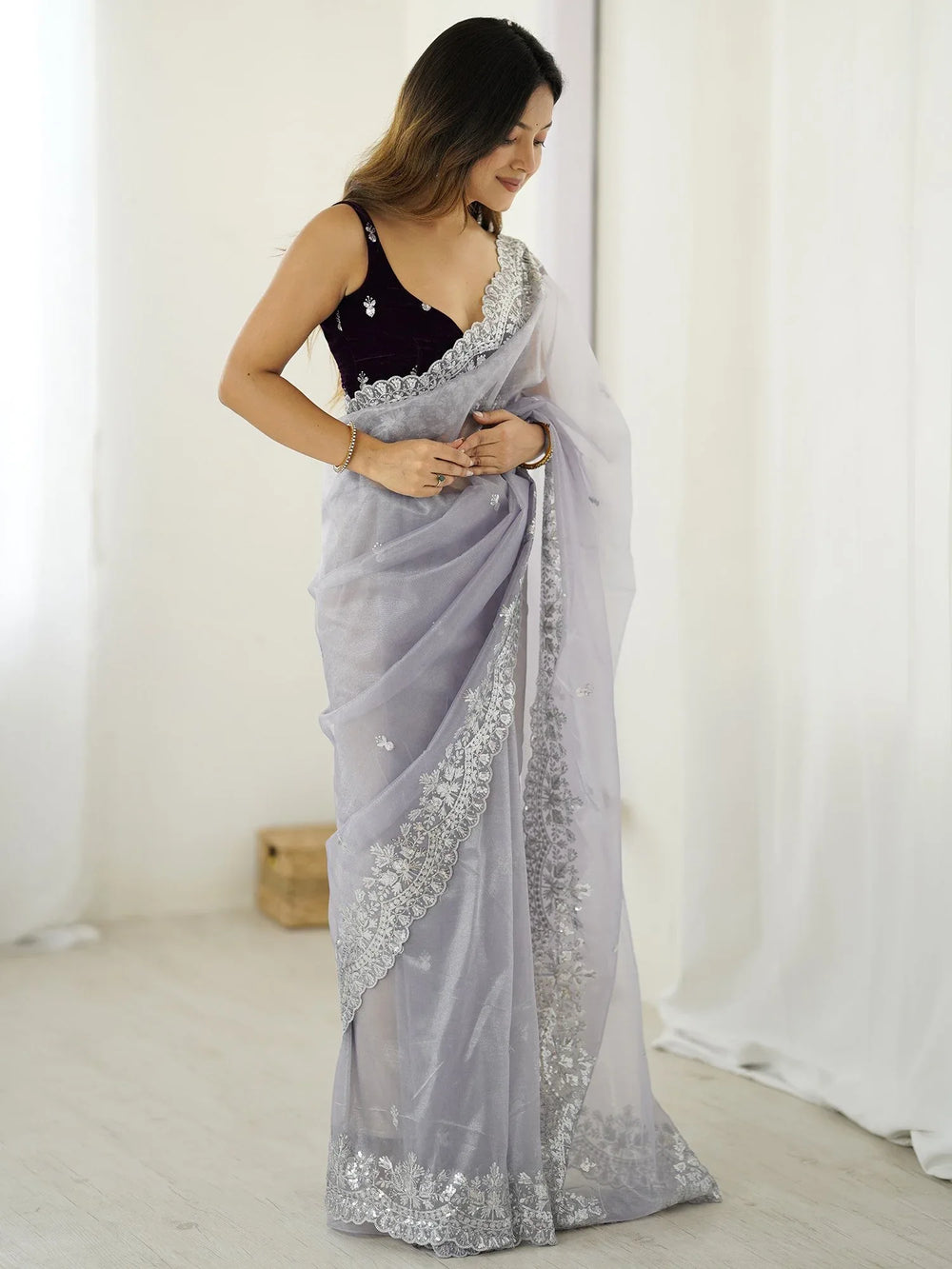 partywear designer saree for festive occasions