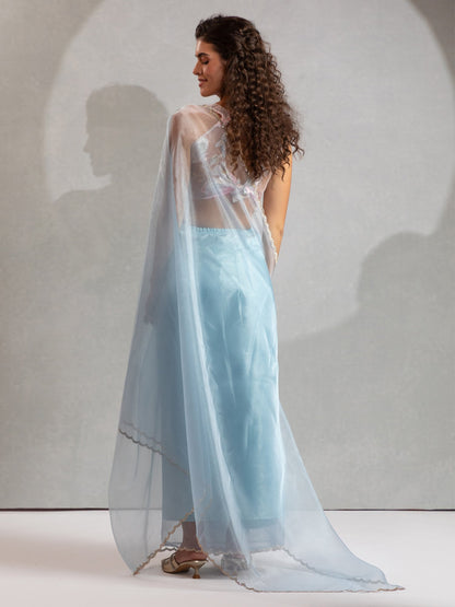 Light Party Wear Organza Embellished Saree