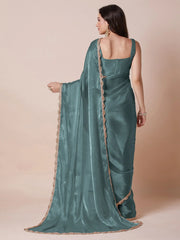 Metallic Party Wear Organza Embellished Saree
