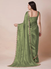 Light Party Wear Organza Embellished Saree