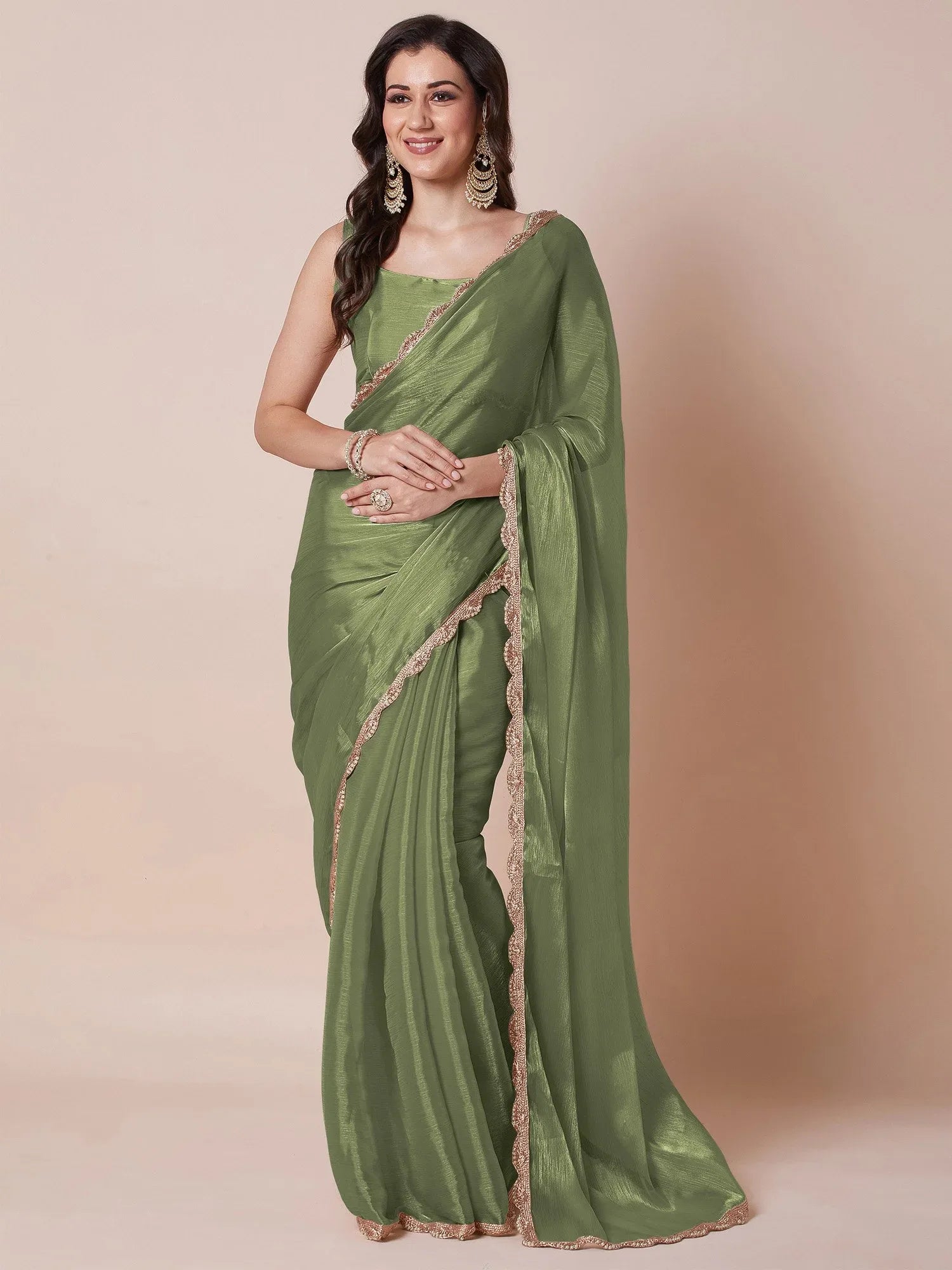 Light Party Wear Organza Embellished Saree