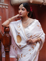 White Party Wear Georgette Embellished Saree