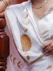 White Party Wear Georgette Embellished Saree