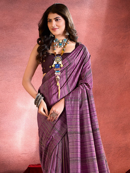 Purple Tussar Tussar Silk Printed Saree