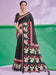 Black Black Block Print Cotton Linen Printed Saree