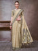 Cream Beige Khadi Linen Woven Saree