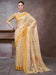 Cream Beige Khadi Linen Woven Saree