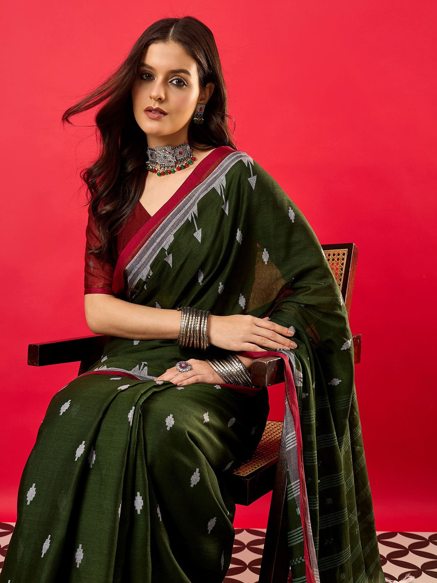 Green Bhagalpuri Muslin Digital Print Saree