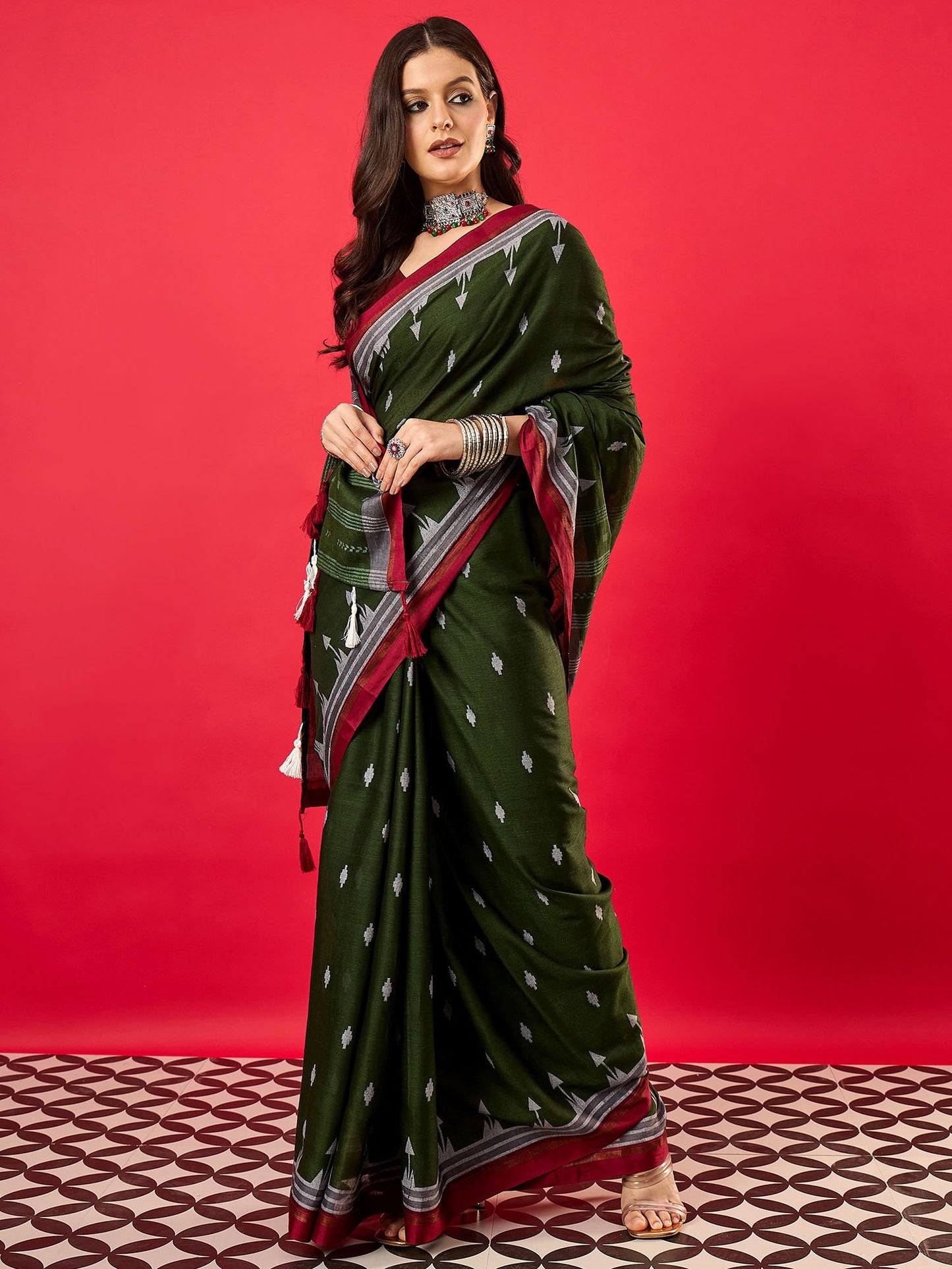 Green Bhagalpuri Muslin Digital Print Saree