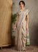 Grey Cream Tussar Satin Silk Printed Saree