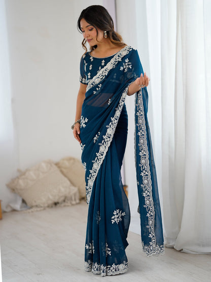partywear designer saree for festive occasions