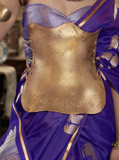 Purple Banarasi Satin Woven Saree