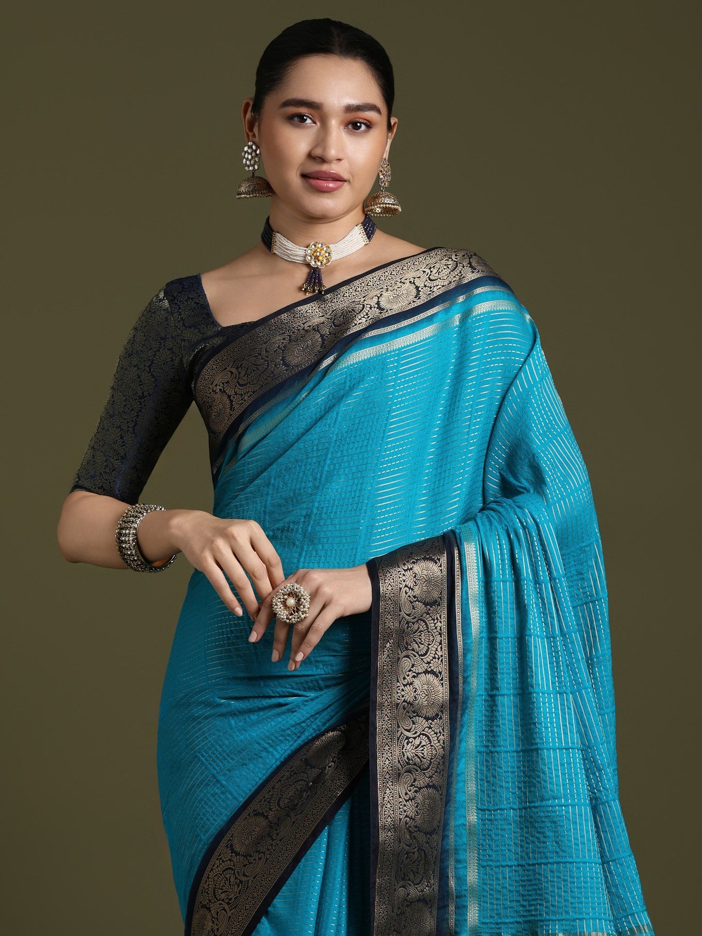 Light Leheriya Crepe Woven Saree