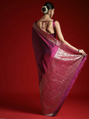 Magenta Banarasi Satin Silk Woven Saree - The Dori Store