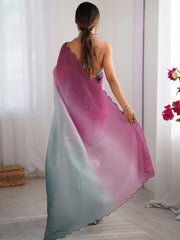 Pink Party Wear Chiffon Embroidered Saree