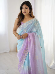 Light Party Wear Tissue Embroidered Saree