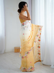 Mustard Party Wear Chiffon Embellished Saree