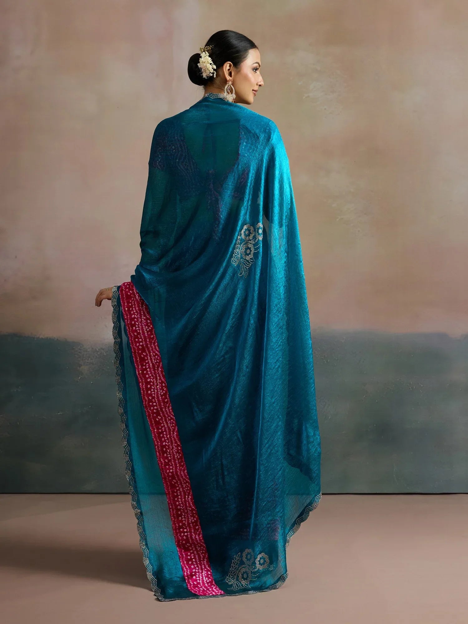 Light Party Wear Chiffon Embellished Saree - The Dori Store