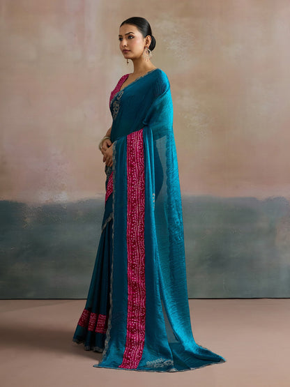 Light Party Wear Chiffon Embellished Saree