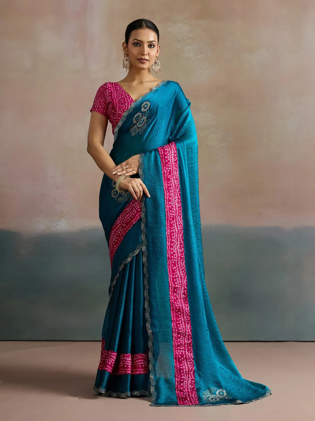 Light Party Wear Chiffon Embellished Saree - The Dori Store