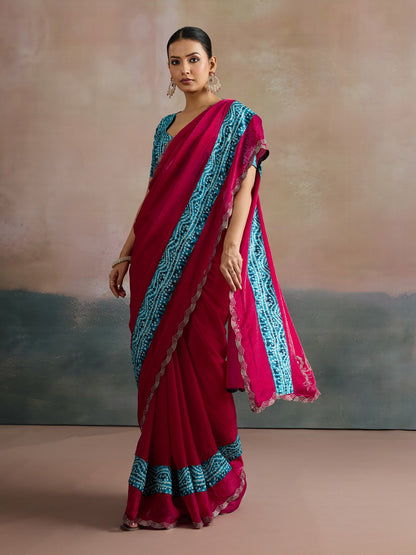 Pink Party Wear Chiffon Embellished Saree