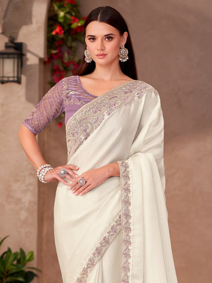 Off Party Wear Georgette Embellished Saree