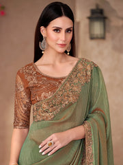Green Light Party Wear Georgette Embellished Saree