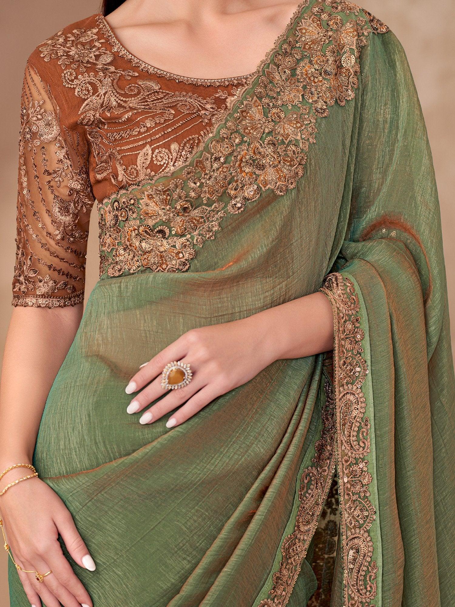 Light Party Wear Georgette Embellished Saree