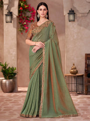 Light Party Wear Georgette Embellished Saree