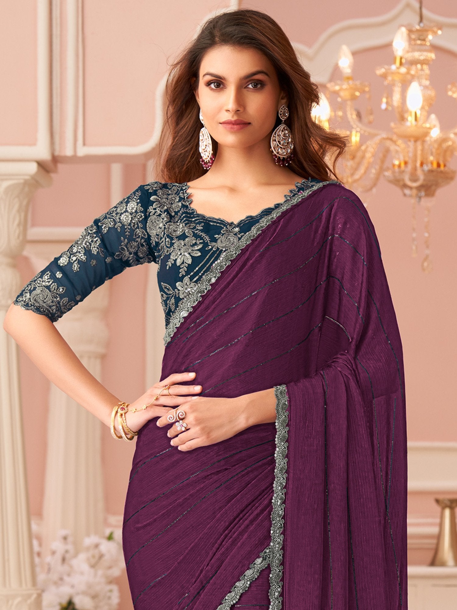 partywear designer saree for festive occasions