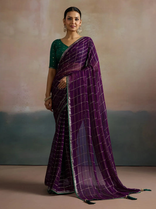 Purple Purple Leheriya Viscose Printed Saree