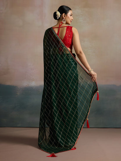 Dark Leheriya Viscose Printed Saree