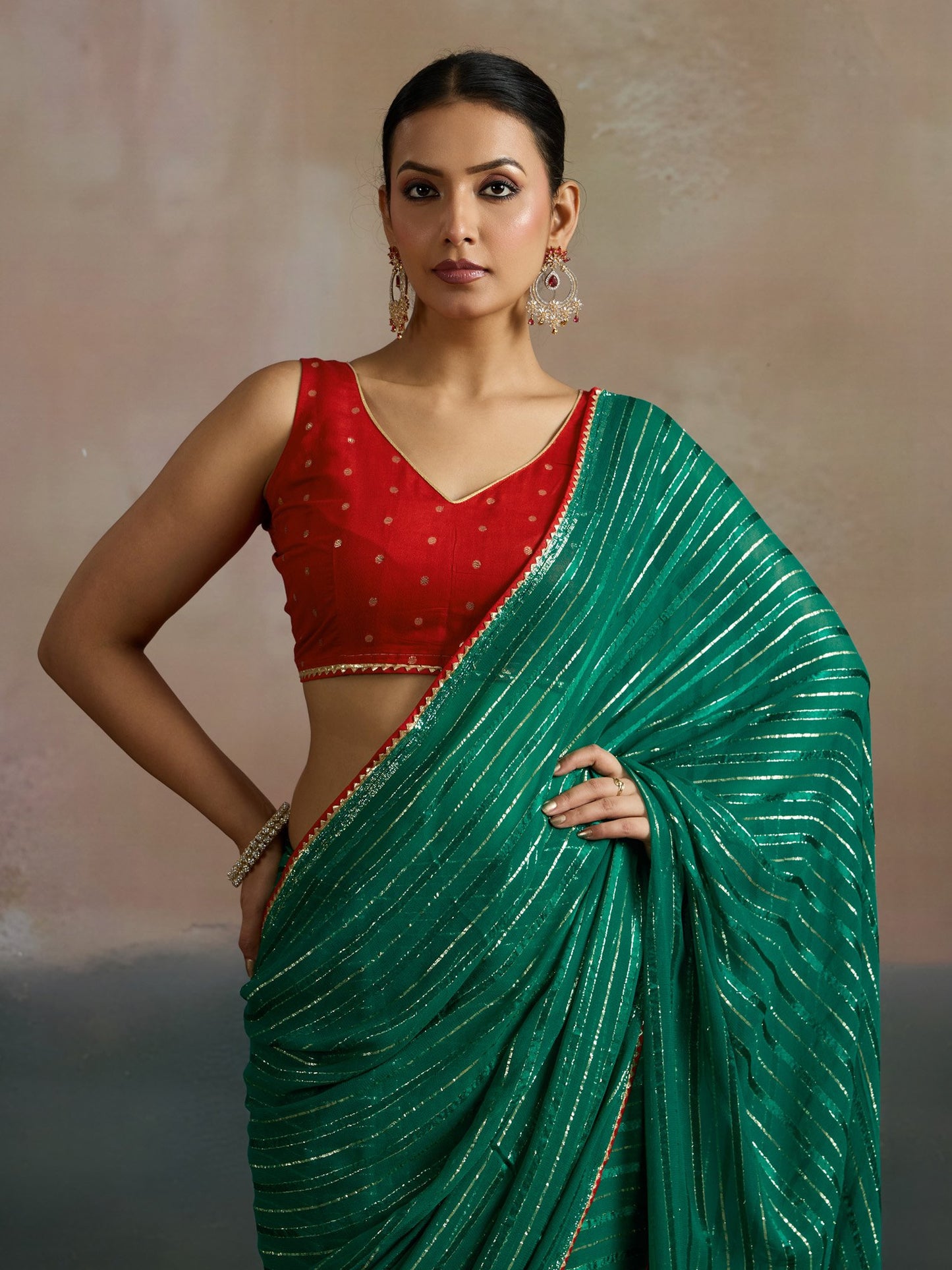 Teal Leheriya Viscose Printed Saree