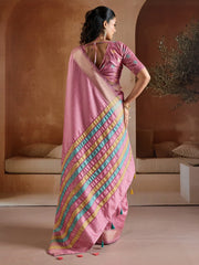 Pink Mangalagiri Bhagalpuri Silk Woven Saree - The Dori Store
