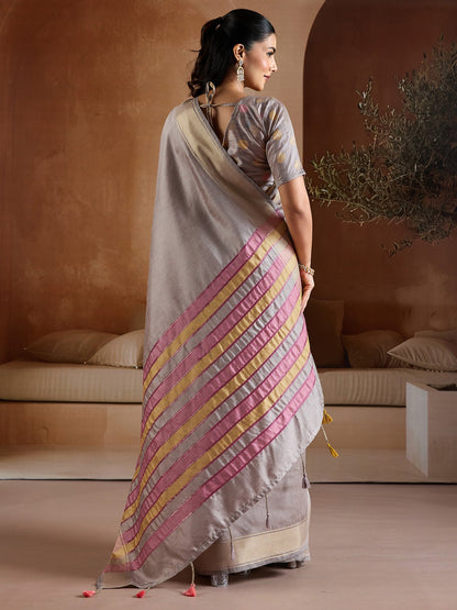 Grey Mangalagiri Bhagalpuri Silk Woven Saree