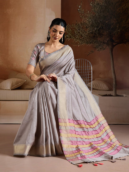 Grey Mangalagiri Bhagalpuri Silk Woven Saree