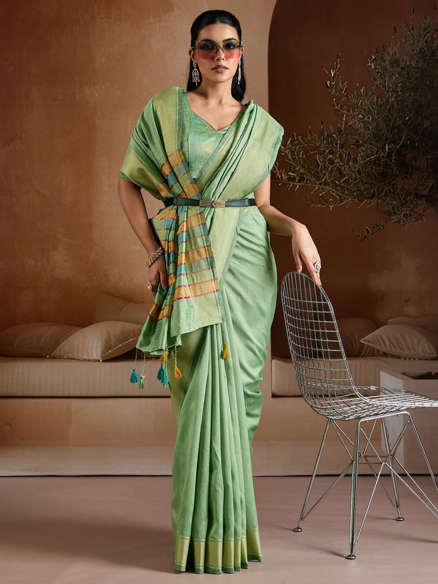Light Mangalagiri Bhagalpuri Silk Woven Saree