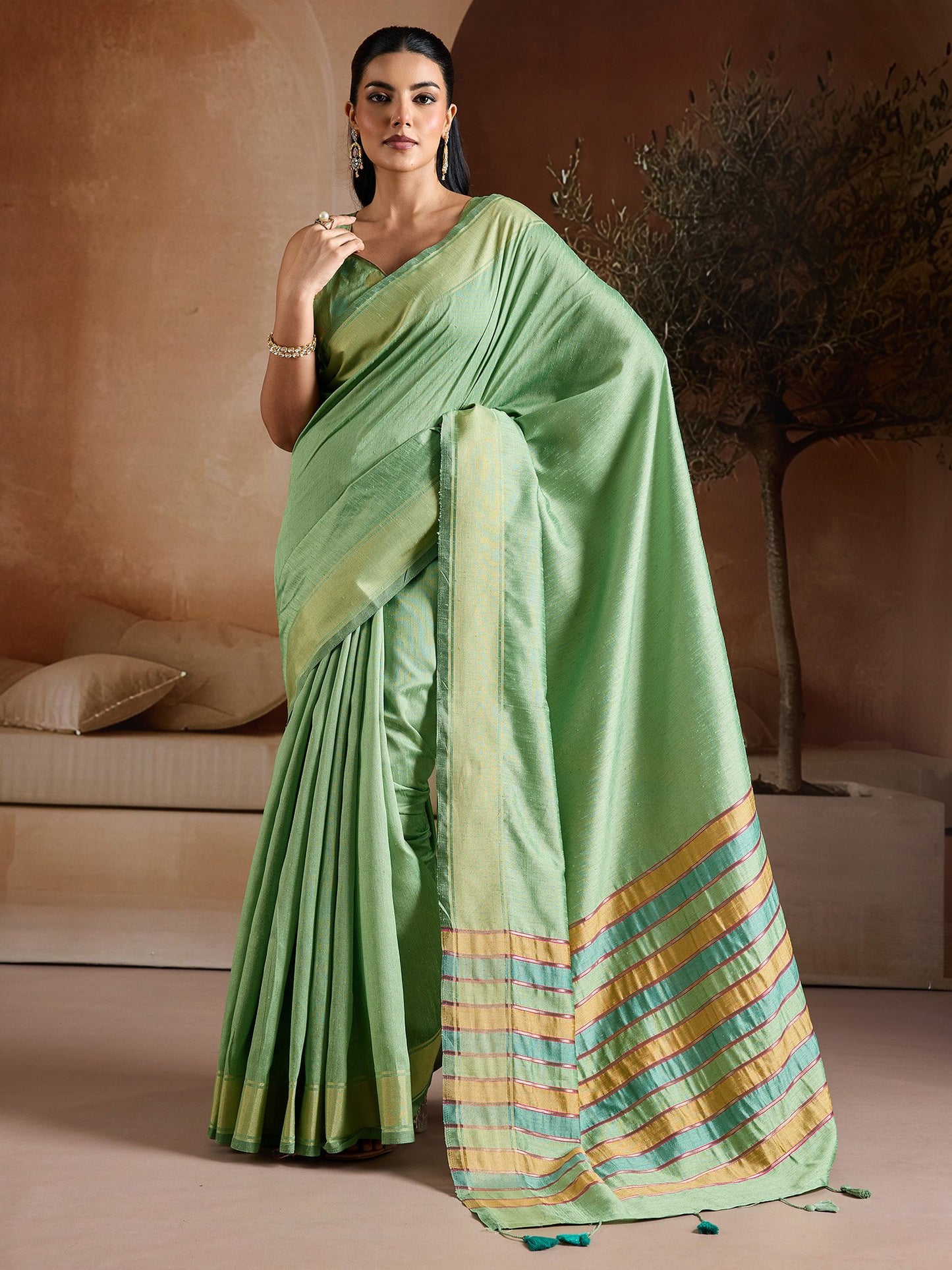 Green Light Mangalagiri Bhagalpuri Silk Woven Saree