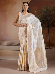 White White Banarasi Bhagalpuri Silk Woven Saree