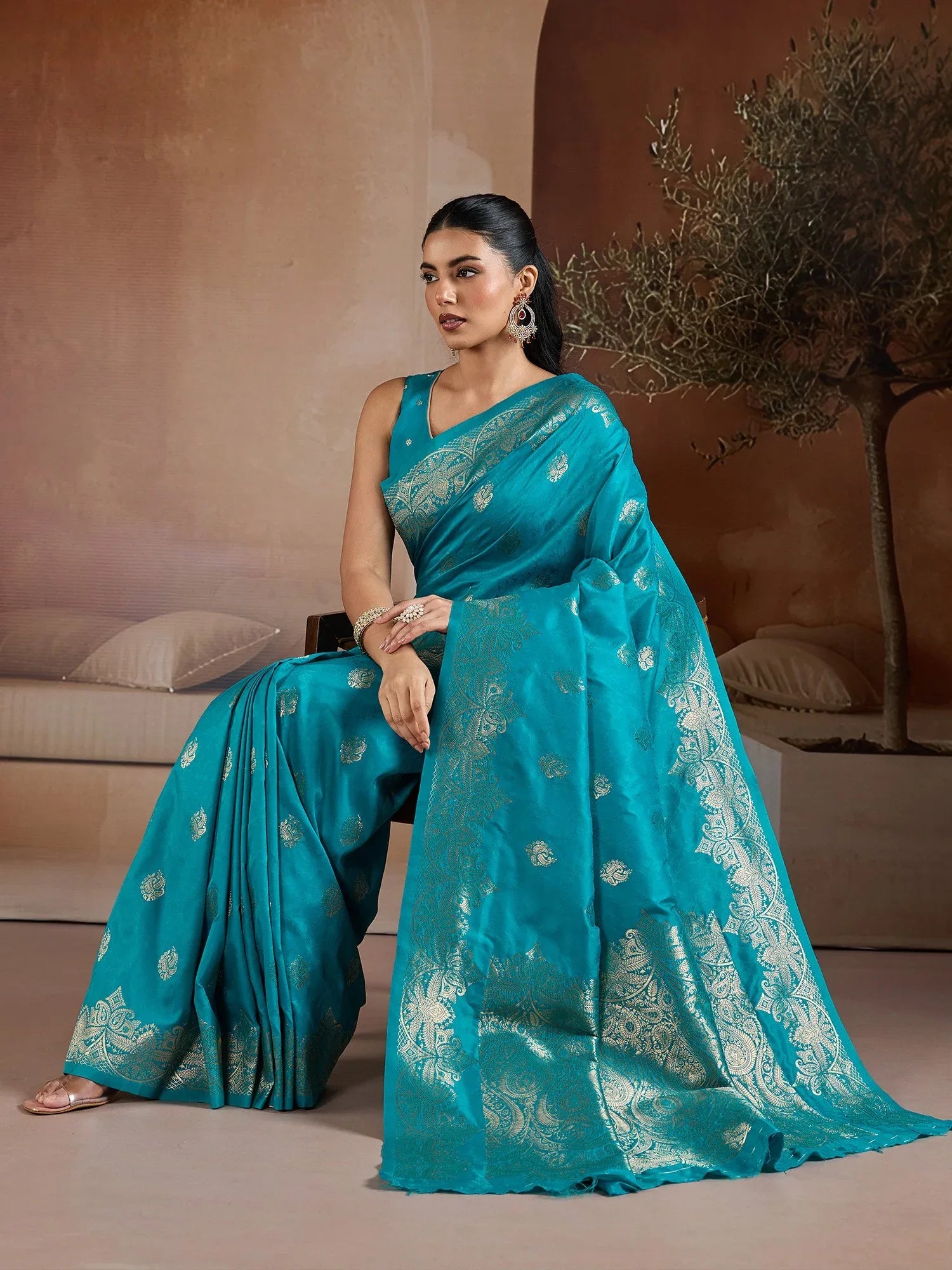 Light Banarasi Bhagalpuri Silk Woven Saree - The Dori Store