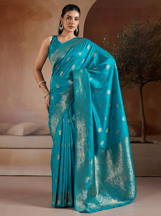 Blue Light Banarasi Bhagalpuri Silk Woven Saree