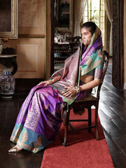 Purple Banarasi Pure Silk Woven Saree