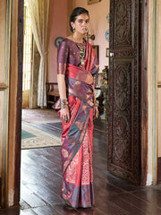 Orange Orange Banarasi Pure Silk Woven Saree